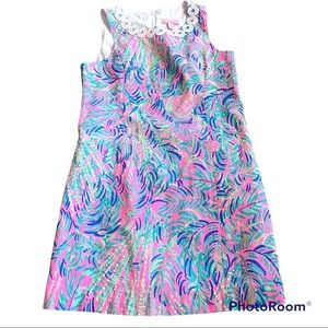 Lilly Pulitzer cocoa breeze embroidered neckline detailed shift dress pink sz 12